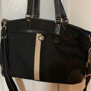 Black Coach Signature Diaper Bag/Laptop Bag/Tote